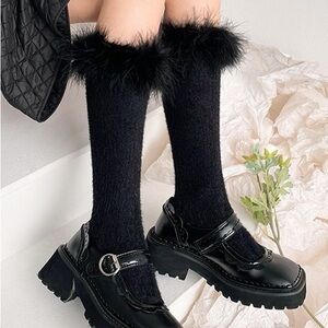 Fuzzy trim socks NWT